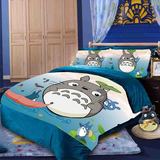 珊瑚绒龙猫四件套卡通儿童床上用品四件套天鹅绒三件套床单加厚