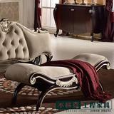 新古典床尾凳欧式实木床前凳皮艺换鞋凳卧室家具美式床榻床边长凳