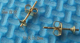 14K包金配件 耳针型耳钉 粘半孔珍珠 托盘3mm/4mm