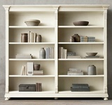 外贸原单美式复古实木书柜法式书架欧式白色书柜橱储物展示柜定做