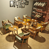 北欧星巴克咖啡厅实木桌椅甜品店奶茶店桌椅组合休闲吧沙发椅