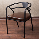 美式铁艺餐椅复古洽谈休闲椅咖啡厅软垫靠背椅创意扶手餐厅椅子
