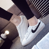 韩版夏款小白鞋真皮平底系带休闲鞋厚底单鞋运动鞋板鞋女白鞋球鞋