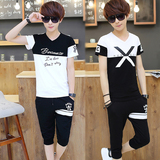 青少年短袖t恤男 夏季运动套装韩版学生夏天两件套衣服男装一套潮