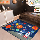 儿童地毯客厅卧室宇宙星球太阳系地垫太空星系宝宝爬行地板垫机洗