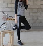 韩国运动健身服套装 速干弹力瑜伽服套装女长袖T恤 跑步裤健身衣