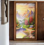 新款无纺布墙纸情侣森林高清巨幅油画艺术玄关客厅晚卧室沙发壁画