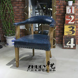 美发椅子烫染椅子休闲椅发廊专用实木剪发椅复古高档理发椅木脚椅
