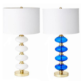美式简约水晶玻璃球台灯创意白色深蓝色玻璃圆球台灯设计师床头灯