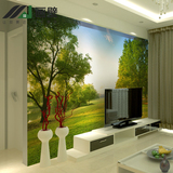 现代简约欧式田园树林3d立体壁画无缝电视沙发客厅背景墙纸无纺布