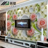 欧式3D立体软包玫瑰电视背景墙大型壁画温馨卧室客厅背景墙纸壁纸