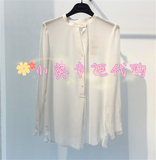 moco专柜正品代购 立领桑蚕丝纯色宽松衬衫MA161SHT21吊牌价1299
