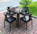 美式室外铁艺阳台桌椅简约小方桌一桌四椅组合餐厅茶几咖啡桌椅