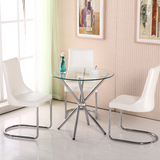 休闲阳台桌椅子组合接待简约钢化透明小圆桌茶几户型一桌三椅包邮