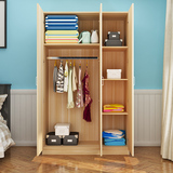 简易实木大衣柜组合家具衣橱现代简约2门3门4组装定制木质柜子