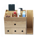 日式木质实木家用办公桌面化妆品收纳盒抽屉式首饰文具储物箱