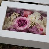永生花礼盒进口玻璃罩相框粉色送礼创意送老婆女友生日礼物永生花