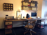 美式复古loft实木台式电脑桌写字台办公桌书桌置物收纳架书柜抽屉