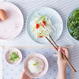 【618】创意碗碟套装 日式手绘带孔面碗陶瓷餐具碗盘 米饭碗碟子