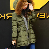 【天天特价】韩版羽绒服修身女中长款连帽大毛领冬季外套潮