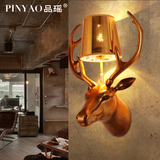 美式乡村鹿角壁灯简约现代创意客厅餐厅背景床头走廊过道鹿头新品