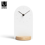 umbra有时创意台钟卧室实木静音时钟 客厅书房钟表摆件台式钟座钟