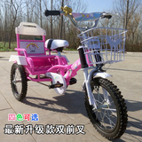 新款儿童三轮车脚踏车2-5岁带斗双人车充气轮儿童自行车包邮折叠