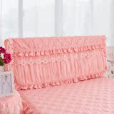 韩版夹棉蕾丝床头罩纯色简约公主风花边床头套1.8m单件加厚防尘罩