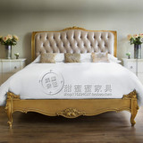 定制欧式双人床新古典雕花实木床美式拉扣布艺软包床1.8婚床特价