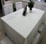 简约桌布布艺蕾丝纯色客厅餐桌台布长方形田园白色镂空茶几布桌垫