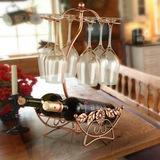 红酒架杯架两用架子 欧式创意双瓶葡萄酒架 悬挂式高脚杯架摆件