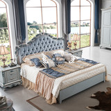 美式全实木床欧式新古典雕花1.8双人床法式复古做旧公主床婚床