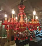 漫咖啡吊灯红色蜡烛水晶吊灯 欧式酒店网咖KTV餐厅会所客厅灯具