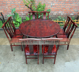 碳化实木餐桌椅组合 一桌八椅 包间大圆桌餐厅饭店农家乐必备桌椅