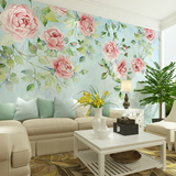 浪漫温馨婚房墙纸 简约北欧宜家电视背景墙壁纸 手绘花卉大型壁画
