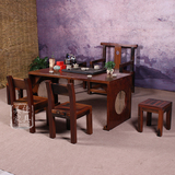 禅意阳台茶几实木客厅茶艺桌简约休闲小户型茶桌椅组合老船木家具