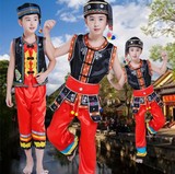 新款儿童少数民族舞蹈演出服苗族黎族壮族土家族表演服饰男童装