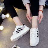 韩版夏季小白鞋超纤皮厚底网状透气系带拼色百搭帆布鞋学生鞋女