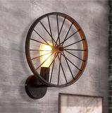 复古壁灯loft创意个性餐厅酒吧台美式乡村铁艺工业风灯具车轮壁灯