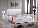 全实木双人中式家具老榆木床白色1.8米床 1.5米水曲柳卧室储物床