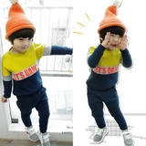 韩版童装男童抓绒套装冬装加绒加厚女童宝宝卫衣套装儿童服装外套