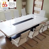 办公家具简约现代创意白色烤漆会议桌长桌洽谈桌谈判桌椅组合新款