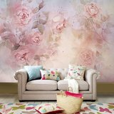 美式田园墙纸 手绘复古玫瑰艺术卧室电视背景墙壁纸壁画3d温馨