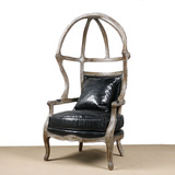 法式乡村复古鸟笼椅/太阳椅 别墅实木蛋壳椅 单人沙发客厅阳台椅