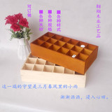 zakka大号18格实木复古做旧桌面收纳盒储物盒化妆品分格木盒托盘