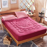 加厚保暖带床垫法莱绒床笠单件纯色珊瑚绒夹棉席梦思保护床罩1.5