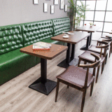 北欧甜品店桌椅组合奶茶店饮品椅复古咖啡厅洽谈餐椅牛角椅子铁艺