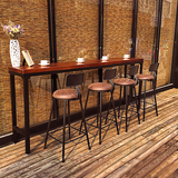 简约家用吧台桌实木复古办公家具酒吧咖啡厅桌椅组合靠墙高脚桌子