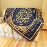 外贸原单以色列国旗沙发巾纯色地中海针织布艺单人沙发垫椅垫盖布