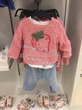 西班牙正品代购ZARA女婴宝宝春款童装草莓图案刺绣针织衫1473/501